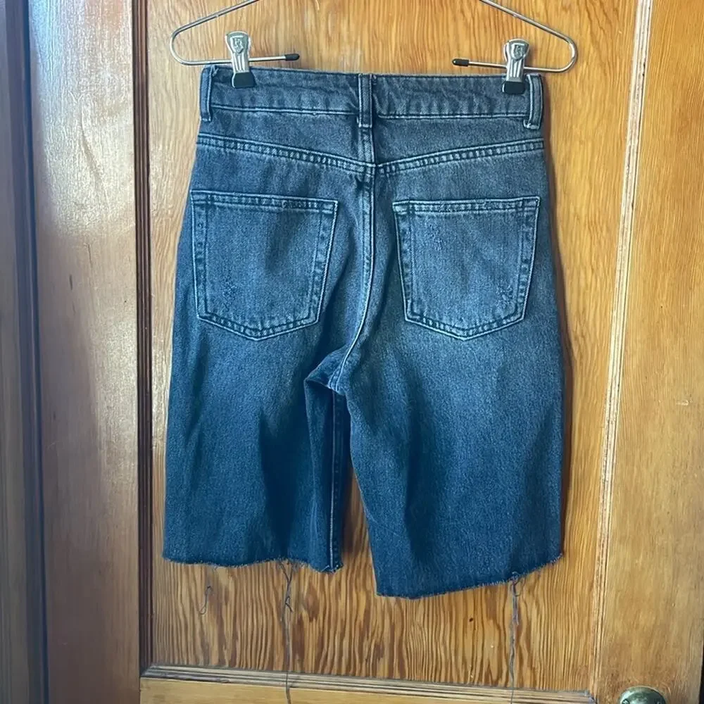 Topshop Long Black Denim Shorts NWT Inseam 9